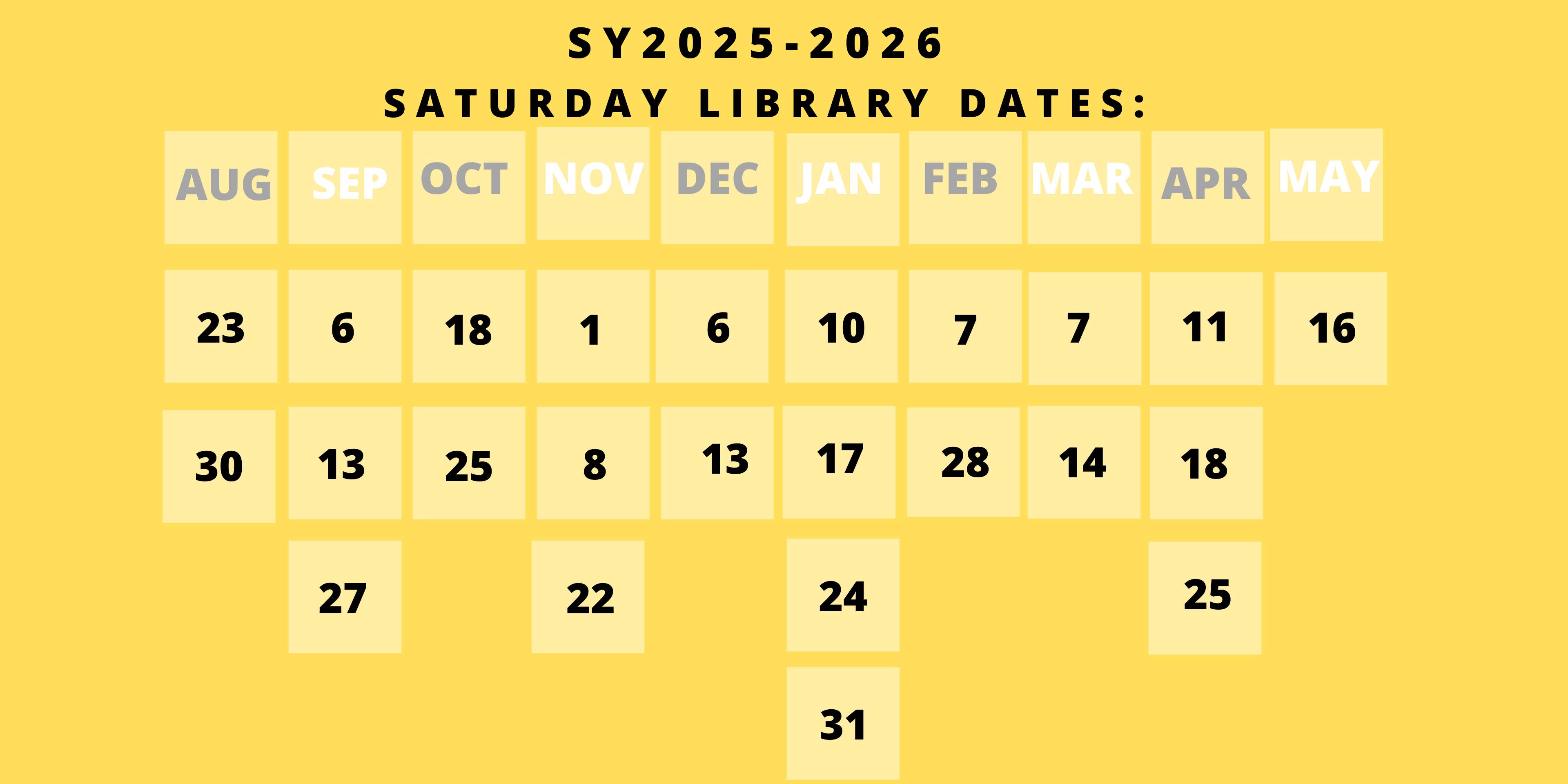 Saturday library schedule | Chinese Library